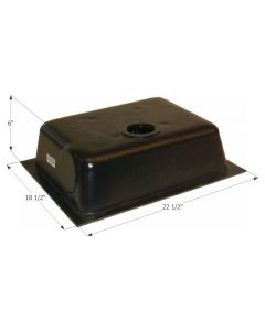 Waste Holding Tank; HT630A-BD; Can Be Used For Black Or Gray Water; 8 Gallon Capacity; 22-1/2 Inch Length x 18-1/2 Inch Width x 6 Inch Height; 3 Inch Diameter Threaded Spigot Fitting; With 1-1/4 Inch Solvent Welded Mounting Flange; ABS Plastic; Single
