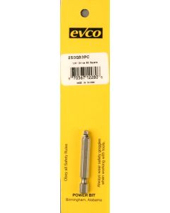 Screw Bit; #3 Point Size/ 1/4 Inch x 2 Inch Bit Size; Square Recess Power Bit; Carded
