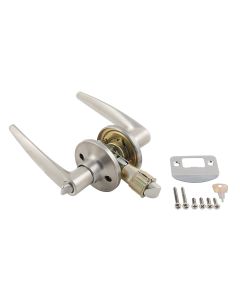 Entry Door Lock; Lever Type; Fits 2-3/8 Inch or 2-3/4 Inch Backsets; Fits Both Standard and Drive-In Latches; Stainless Steel Finish; Privacy Entrance Lock
