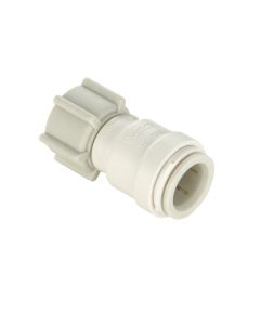 Fresh Water Fitting; AquaLock; Adapter; 1/2 Inch Female Quick Connect Copper Tube End x 3/4 Inch Female Garden Hose Thread Swivel End Nut; Straight; Off-White; Polysulfone (High Performance Thermal Plastic); Single; With Retail Package

