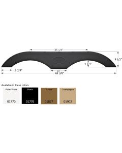 Fender Skirt; Tandem Axle; Fits Various Brands Including Crossroads/ Dutchmen/ Forest River/ Keystone/ Palomino; 69-3/8 Inch Length x 9-1/2 Inch Height; Champagne; ABS Plastic; Tandem; Single; Use Measurements To Determine Proper Fitment Before Ordering
