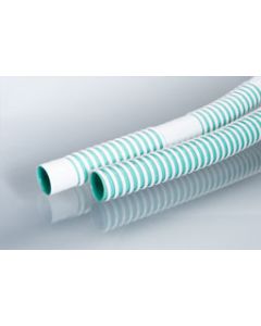 Fresh Water Hose; Used In Connecting Water Fill Hose To Fill Potable Water Tanks; Non-Heated; 1-3/8 Inch Inside Diameter; 10 Foot Length With Flat Fittings For Cut-To-Length; Polyethylene; For Cold Water Use; White Over FDA Aqua
