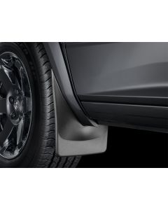 Mud Flap; Direct-Fit; Set of 2; Contoured; Without Logo; Black; Thermoplastic; QuickTurn ™ Fastening System; Without Anti-Sail Brackets; Weights Not Included
