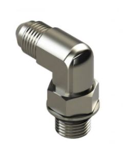 Coupler Fitting; 1/4 Inch Tube OD JIC Male x 7/16-20 Inch Male Straight Thread O-Ring; 90 Degree; With O-Ring; Single
