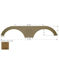 Fender Skirt; Tandem Axle; Fits Keystone Brands Including Passport/ Premier; 77-7/8 Inch Length x 13 Inch Height; Taupe; ABS Plastic; Tandem; Single; Use Measurements To Determine Proper Fitment Before Ordering

