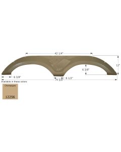 Fender Skirt; Tandem Axle; Fits Keystone Brands Including Montana Mountaineer; 74-5/8 Inch Length x 12 Inch Height; Champagne; ABS Plastic; Tandem; Single; Use Measurements To Determine Proper Fitment Before Ordering
