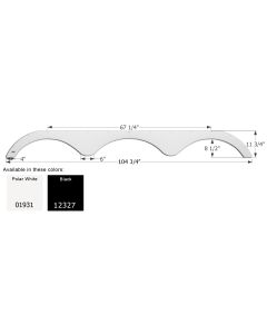 Fender Skirt; Triple Axle; Fits Various Heartland Brands Including Cyclone/ Big Country/ Bighorn/ Heartland/ Landmark/ Razor/ Sundance/ Trail Runner; 104-3/4 Inch Length x 13-3/4 Inch Height With 8-1/2 Inch Radius Wheel Arch; Black; ABS Plastic; Triple Ax
