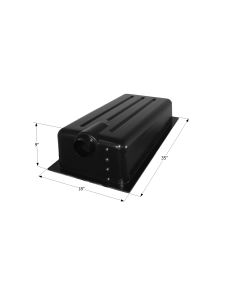 Waste Holding Tank; HT147-ED; 13 Gallon Capacity; 35 Inch Length x 18 Inch Width x 9 Inch Height; 3 Inch Diameter Spigot Fitting; With 1-1/4 Inch Solvent Welded Mounting Flange; Black; ABS Plastic; Center End Drain Location; With 4 Level Sensors Installed