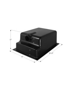 Waste Holding Tank; HT150-RE; Can Be Used For Black Or Gray Water; 18 Gallon Capacity; 29-1/2 Inch Length x 21 Inch Width x 12 Inch Height; 3 Inch Diameter Spigot Fitting; With 1-1/4 Inch Solvent Welded Mounting Flange; Black; ABS Plastic; Recessed End Dr