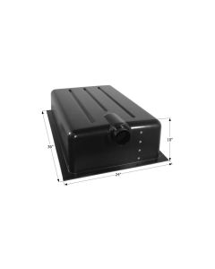 Waste Holding Tank; HT159-ED; Can Be Used For Black Or Gray Water; 22 Gallon Capacity; 36 Inch Length x 24 Inch Width x 10 Inch Height; With 1-1/4 Inch Solvent Welded Mounting Flange; Black; Centre End Drain Location; ABS Plastic; With 3 Inch Spigot Fitti