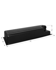 Waste Holding Tank; HT512-RE; Can Be Used For Black Or Gray Water; 44 Gallon Capacity; Black; 64 Inch Length x 22 Inch Width x 12 Inch Height; 3 Inch Diameter Spigot Fitting; With 1-1/4 Inch Mounting Flange; ABS Plastic; Recessed Drain Location; With 4 Le