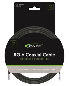 Coaxial Cable; RG-6; Supports Electronic Devices With 4K 2160 Pixel/ 3D And 1080/720 Pixel TV resolutions; 6 Foot Length; Black
