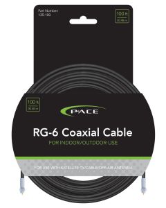Coaxial Cable; RG-6; Supports Electronic Devices With 4K 2160 Pixel/ 3D And 1080/720 Pixel TV resolutions; 100 Foot Length; Black
