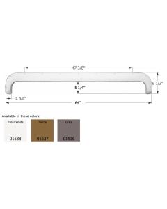 Fender Skirt; Tandem Axle; Fits Various Fleetwood Brands Including Wilderness; 64 Inch Length x 9-1/2 Inch Height; Polar White; ABS Plastic; Tandem; Single; Use Measurements To Determine Proper Fitment Before Ordering
