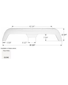 Fender Skirt; Tandem Axle; Fits Various Fleetwood Brands Including Wilderness/ Prowler; 65-5/8 Inch Length x 13-3/4 Inch Height; Polar White; ABS Plastic; Tandem; Single; Use Measurements To Determine Proper Fitment Before Ordering
