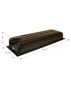 Waste Holding Tank; HT706-ED; Can Be Used For Black Or Gray Water; 15 Gallon Capacity; 46-1/2 Inch Length x 16-1/2 Inch Width x 8 Inch Height; 3 Inch Diameter Spigot Fitting; With 1-1/4 Inch Solvent Welded Mounting Flange; ABS Plastic; With 4 Level Sensor