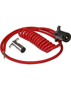 Trailer Wiring Connector Extension; Hybrid; Fits 6 To 7 Wire Plug And Socket; Expands Up To Over 8 Feet; Half Coiled/ Half Straight; With Plugs/ Sockets And Socket Bracket

