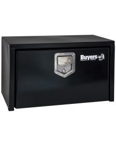 Tool Box; Underbody; 1 Recessed Drop Door; Smooth; Gloss; Black; Steel; 30 Inch Length x 18 Inch Width x 18 Inch Height; Paddle Latch
