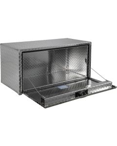 Tool Box; Underbody; 1 Recessed Drop Door; Diamond Tread; Aluminum; 48 Inch Length x 18 Inch Width x 18 Inch Height; T-Latch
