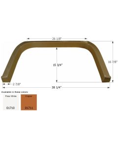 Fender Skirt; Single Axle; Fits Various Coachmen Brands Including Shasta Freeport/ Leprechaun/ Santara; 38-1/4 Inch Length x 16-7/8 Inch Height; Polar White; ABS Plastic; Covers Single Wheel; Single; Use Measurements To Determine Proper Fitment Before Ord