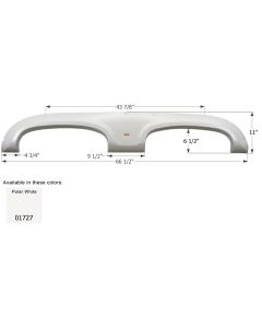 Fender Skirt; Tandem Axle; Fits Various keystone Brands Including Hideout/ Hornet; 66-1/2 Inch Length x 11 Inch Height; Polar White; ABS Plastic; Tandem; Single; Use Measurements To Determine Proper Fitment Before Ordering
