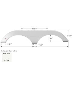 Fender Skirt; Tandem Axle; Fits Various Keystone Brands Including Laredo; 72-3/4 Inch Length x 13-5/8 Inch Height; Polar White; ABS Plastic; Tandem; Single; Use Measurements To Determine Proper Fitment Before Ordering
