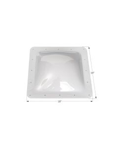 Skylight; 4 Inch High Bubble Type Dome; Square; For 14 Inch Length x 14 Inch Width Opening; 18 Inch Length x 18 Inch Width Flange; White; Polycarbonate; Without Blind; Single
