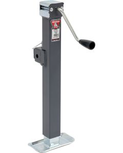 Trailer Tongue Jack; Manual Square Sidewind Swivel Jack; 3000 Pound Lift 5000 Pound Support Capacity; 15 Inch Travel; 15.1 Inch Retracted x 30.1 Inch Extended Height; 9-14 Inch Clearance; Weld-On Square Tubular Mount Bracket; Painted Outer Zinc Plated Cle