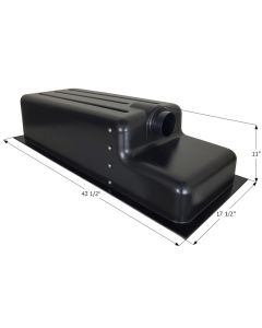 Waste Holding Tank; HT264-RE; Can Be Used For Black Or Gray Water; 20 Gallon Capacity; Black; 43-1/2 Inch Length x 17-1/2 Inch Width x 11 Inch Height; 3 Inch Diameter Spigot Fitting; With 1-1/4 Inch Mounting Flange; ABS Plastic; Recessed Drain Location; W