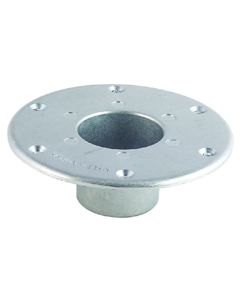 Table Leg Base; Pedestal Base; Round Flush Mount; 6 Inch Diameter x 2 Inch Height; 6 Mounting Holes; Chrome Plated