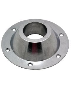 Table Leg Base; Pedestal Base; Surface Mount; 6-5/8 Inch Diameter x 2 Inch Height; 6 Mounting Holes; Chrome Plated