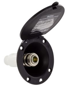 Exterior Spray Port; Spray-Away ™; Quick Connect Valve Without Hose Storage; 4 Inch Depth; 2-3/4 Inch Round Hole Installation; Black; Plastic; Needs Quick Connect Coil Hose/ Quick Connect Hose Adapter
