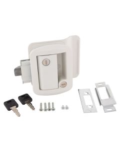 Entry Door Latch; Travel Trailer Lock; White; With Keys