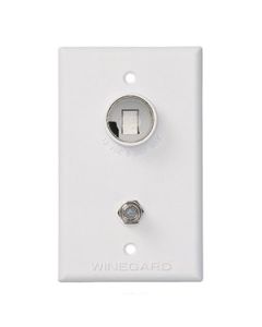 INDOOR TV OUTLET WITH 12VDC RECEPTACLE, WHITE
