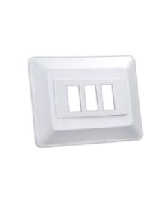 Multi Purpose Switch Faceplate; Triple Switch Opening; 1.125 Inch x 0.550 Inch (Switch Cutout); 3.750 Inch x 4.875 Inch (Outside Dimension); White; With Switch Base
