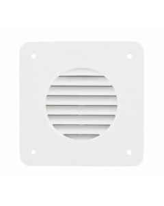 Battery Box Vent; Use To Direct Battery Box Fumes Outside For Safety; Cone Vent; 4-1/4 Inch Length x 4-1/4 Inch Width Outside Dimension; Accommodates 1-3/4 Inch Hose; White; Plastic
