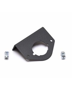 Trailer Wiring Connector Mounting Bracket; Use To Hold Towed Vehicle Electrical Sockets Firmly; 1/8 Inch Thickness Sheet; Bolt On; 90 Degree Bend Plate; Powder Coated; Black; Steel; Single

