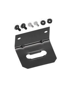 Trailer Wiring Connector Mounting Bracket; Trailer Wiring Connector Holder; For Use With 4-Way Flat Pin Connectors; Screw-In; Angled; Powder Coated; Black; Without Dust Cover; Single; With Screws And Nuts
