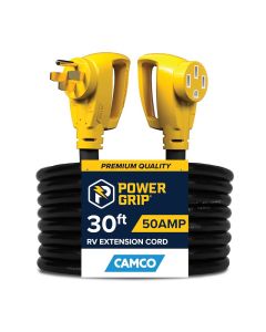 Heavy-Duty RV Extension Cord with Power Grip Handles, 6/3 + 8/1-Gauge, 125-250V. Comes with carrying strap handle. 50 Amp.

