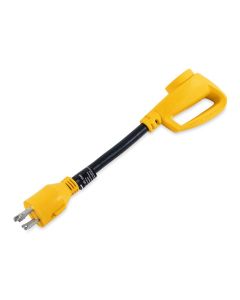 Power Cord Adapter; Power Grip ™; For Connecting A Generator With a L5-30 or L14-30 Locking Plug Receptacle To A Standard RV Cord Set; 4 Prong For L14-30 Locking; 30 Amp Dogbone; Locking; Not Waterproof; With Plug Head Handle
