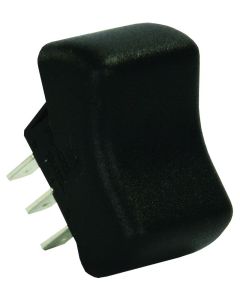 Multi Purpose Switch; 8 Amp At 125 Volt AC/ 1/2 Horsepower At 125 To 250 Volt AC; Single Pole Double Throw (SPDT); Momentary-On/ Off/ Momentary-On; Rocker; 0.670 Inch x 0.500 Inch Cutout; 1.285 Inch x 0.830 Inch (Switch); Non-Lighted; Black
