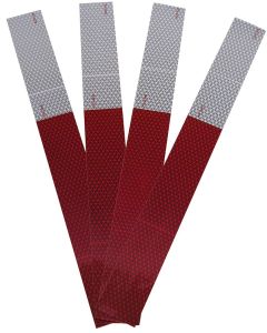 Reflective Tape; Light Reflective; 18 Inch Length x 2 Inch Width Strips; Red/ White
