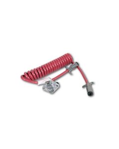 Trailer Wiring Connector Adapter; 7-Way Blade to 6 Way Round; Coiled Wire Extending to Over 7 Feet