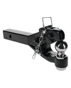 Pintle Hook; 2 Inch Receiver Mount; With 2 Inch Ball/ 2 Inch Square Solid Shank and Grade 8 Hardware; Hook Rating 12000 Pounds Gross Trailer Weight/ Ball Rating 7000 Pounds Gross Trailer Weight, 2400 Pounds Vertical Limit; Black
