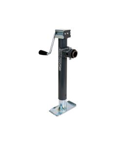 Trailer Tongue Jack; Manual Round Sidewind Swivel Jack; 5000 Pound Lift Capacity; 15 Inch Travel; 15.4 Inch Retracted X 30.4 Inch Extended Height; 6.4 Inch Clearance; Weld-On Tubular Mount Bracket; Painted Grey Outer/ Zinc Plated Clear Inner Tube; With Br