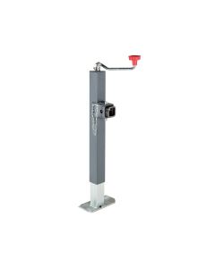 Trailer Tongue Jack; Manual Square Topwind Swivel Jack; 3000 Pound Lift 5000 Pound Support Capacity; 15 Inch Travel; 15.2 Inch Retracted X 30.2 Inch Extended Height; 7 Inch Clearance; Weld-On Square Tubular Mount Bracket; Painted Outer Zinc Plated Clear I