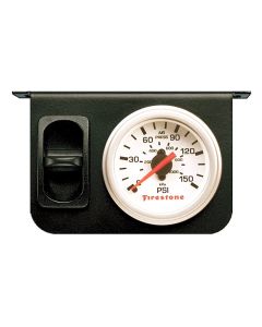 Gauge Air Pressure; Electric; 0-150 PSI; Analog Display; White Face/Chrome Bezel; Illuminated; Single Gauge With Paddle Switch
