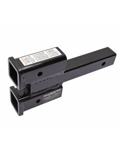 Trailer Hitch Receiver Tube Adapter; Fits 2 Inch Receiver And Adapts Two 2 Inch Receivers; 2 Inch Drop/ Rise; 10000 Pound Capacity; Powder Coat; Steel; Only For Towing A Car Behind A Motorhome; Not For Use With Any Type Of Trailer
