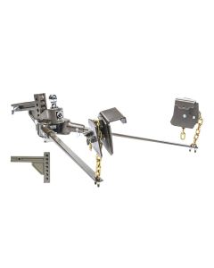 Weight Distribution Hitch; SwayPro; 1500 Pound Gross Tongue Weight; Fits 2 Inch Reciever; With Spring Bars/ Automatic Latching Tongue Brackets/ 6 Hole x 11 Inch Adjustable Shank/ Hitch Head/ Chains/ Assembly Hardware; Standard Coupler; Clamp-On Latch
