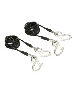 Trailer Safety Cable; 7500 Pound Rated; 7 Foot Length; Plastic Coated Steel; S-Hook; Set of 2
